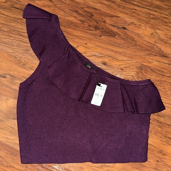 EXPRESS Ruffle sweater one shoulder NWT - Picture 3 of 4